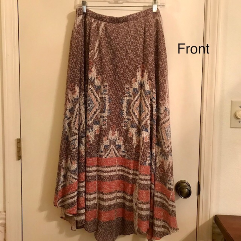 XL Reba maxi skirt earth tones flare elastic waist